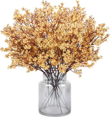 Obrázek produktu pro Umělé květiny gypsophila, 12 kusů, zlatá dekorace, vhodné pro svatby, oslavy, jako dekorace na stůl