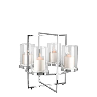 Productafbeelding van Fink EZ-NORMAN, Leuchter, 4-flammig, Kranz, Edelstahl, vernickelt, glatt, silberfarben, L. 46 cm, B. 46 cm, H. 43 cm, D. 46 cm 145046