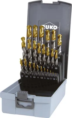 Produktbild von RUKO Spiralbohrer-Satz DIN 338 Typ N HSS mit TiN Spitzenbeschichtung - 25-tlg.