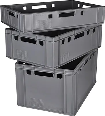 Image de BURI Caisses à viande Caisses Eurobox aptes au contact alimentaire - HDPE caisse de boucherie Boîte de rangement en plastique Bac en plastique Empilable Caisses de stockage