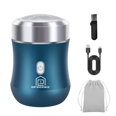 Produktbild von Elektrorasierer, tragbarer Metallrasierer, Gehäuse aus Aluminiumlegierung, Mini-Gehäuse, abnehmbare Klinge, blau