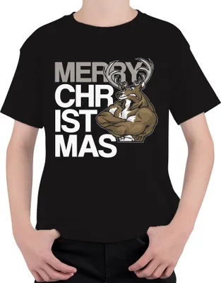 Produktbild von Merry Christmass Fitness Rentier - Weihnachten Weihnachtsgeschenk Christmas Uni Kinder T-Shirt, Schwarz, 104