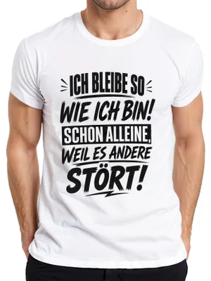 Productafbeelding van Ik blijf zoals ik ben. Statement T-shirt, sarcasme, heren, wit, maat XL