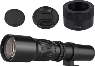 Zdjęcie produktu dla super teleobiektyw 500 mm, ręczny zoom, przysłona F8.0-F32 z pierścieniem adaptera z mocowania T na mocowanie NEX-E, zamiennik do aparatów Sony A9 A7 A7R A7S A5000 A6000 A6500 NEX-7 NEX-5 NEX-6