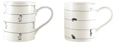Produktbild von Weiße Teetassen mit Katzenmotiv – 2er-Set