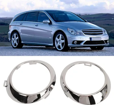 Zdjęcie produktu dla 1 para chromowanych obramowań reflektorów przeciwmgielnych 2518850474 Osłona pierścienia lampy Zamiennik dla Benz R-KLASSE W251 2006 do 2010