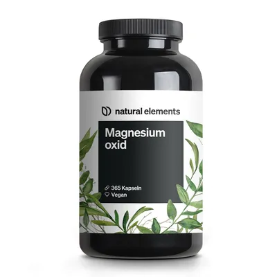 Produktbild von natural elements Magnesium – 365 Kapseln (Jahresvorrat) – 667mg, 400mg elementares Magnesium/Kapsel
