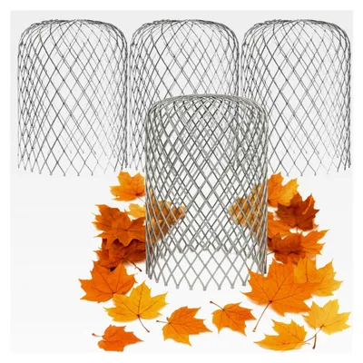 Produktbild von 4x Dachrinnenschutz für Fallrohre aus verzinktem Stahl - Laubschutz für Rohre von 6,5-9 cm Ø - Blättersieb gegen Verstopfung - Laubfang für Blätter und Äste (Set 7)