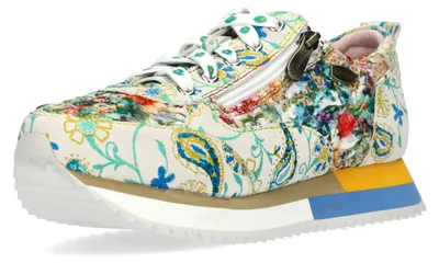 Produktbild von Laura Vita Damen Sneaker mit floralem Muster und Plateau Delphine 62, Größe:41 EU, Farbe:Grün