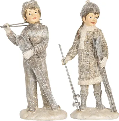 Produktbild von Clayre & Eef Dekorationsfigur Kinder 8x7x15 cm Grau Kunststoff