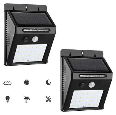 Solar-Außenleuchte mit Bewegungsmelder, 20 LED, 2er-Pack