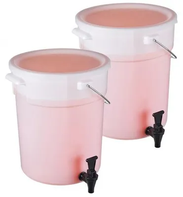 Image de Distributeur de boissons 19 L - Distributeur de jus de fruits en plastique avec robinet et couvercle - Distributeur d'eau pour thé glacé et limonade - idéal pour les restaurants, les hôtels et les fêtes - pack de 2