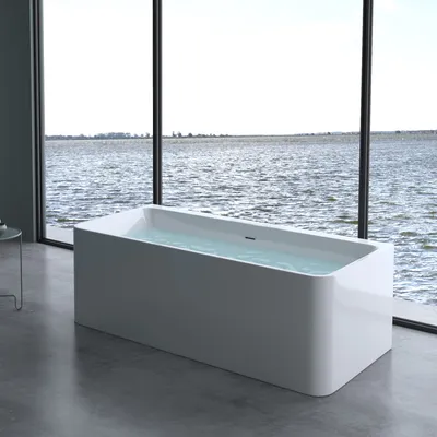 Produktbild von doporro Freistehende Design-Badewanne Vicenza601OA 180x80x57cm mit Ablaufgarnitur und Überlauf aus Acryl in Weiß mit DIN-Anschlüssen