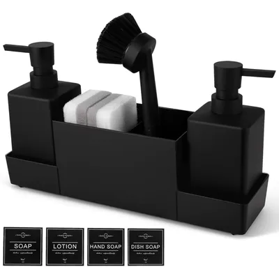 Immagine prodotto di Solidchoice - Organizzatore per lavello della cucina con dispenser per detersivo e porta spugna