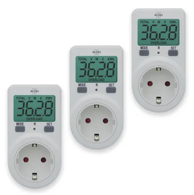 Energiemessgerät 3er-Pack, LCD, bis 3600 W, Weiß