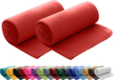 Produktbild von 2er Set Polar Fleecedecke 130x160 cm, OEKO-TEX ca. 400g Gewicht, mit Antipilling & Kettelrand - Farbe rot