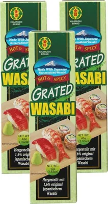Produktbild von 3er-Pack KINJIRUSHI Wasabi Paste Tube (3 x 43g) Meerrettich Paste Scharf aus Japan mit original japanischem Wasabi