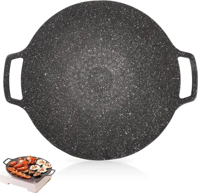 Produktbild von Koreanischer BBQ-Grill Antihaft-Grill, runde BBQ-Grillplatte, Barbecue-Grill Antihaft-Rundbratpfanne für Induktion, Gasherd(Universal 30cm)