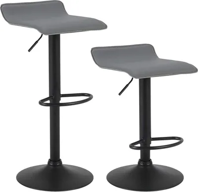 Immagine prodotto di Sgabelli da bar – Grigio – Senza schienale – Regolabili in altezza – Set da 2 – Altezza seduta 56–78 cm – Cucina e bar