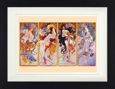 Produktbild von Alphonse Mucha Gerahmtes Bild Mit Edlem Passepartout | Wand-Bilder | Im Bilderrahmen - Die Vier Jahreszeiten, 1896 (30 x 40 cm)