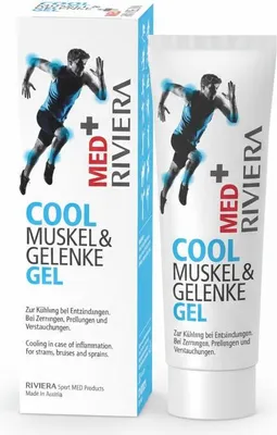 Produktbild von RIVIERA MED+ COOL Muskel und Gelenke Gel zur Kühlung bei Entzündungen, Zerrungen und Prellungen, 75 ml Gel