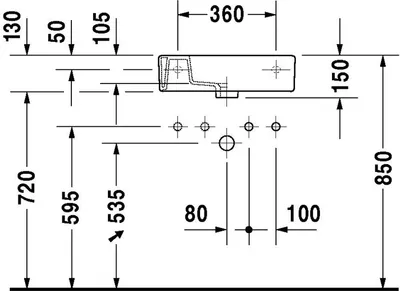 Produktbild von Duravit Duravit Handwaschbecken VERO m ÜL HLB 500x250mm HL-Vorst we