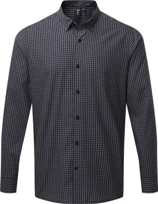 Image de Premier Homme Maxton chemise à carreaux à manches longues PC3905 (M) (Gris foncé/Noir)