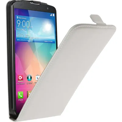 Produktbild von PhoneNatic Kunst-Lederhülle kompatibel mit LG G Pro 2 - Flip-Case weiß + 2 Schutzfolien