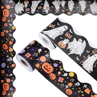 Productafbeelding van 2 rollen Halloween-randstickers voor prikborden, geschikt voor schoolborden