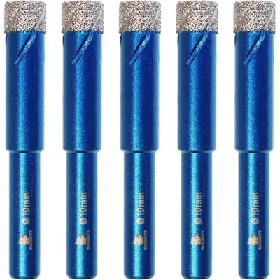 Image de Forets diamant secs pour carrelage, 10 mm, lot de 5, pour céramique, granit, porcelaine, grès cérame, maçonnerie, marbre