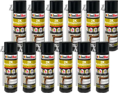 Produktbild von Isolbau 2K Montageschaum B2 Zargenschaum - 12 x 400 ml Premium PolyurethanSchnellschaum für Türen, Fenster, Dämmung & Montage