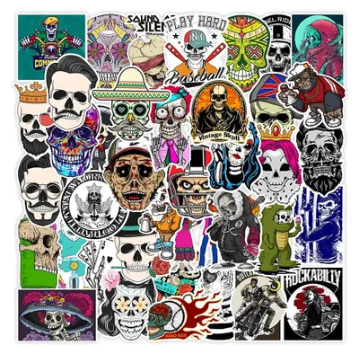 Produktbild von Schädel-Graffiti-Aufkleber – 100 Stück Vinyl-Aufkleber-Set – Für Wasserflaschen, Laptops, Autos, Skateboards und zur Dekoration – Wasserdicht