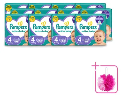 Image de 12 couches Pampers Active Baby, taille 4 (9-14 kg) - Pack économique - 12 couches