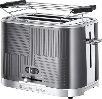 Produktbild von Toaster – RUSSELL HOBBS – Geo Steel – Strukturiertes Metall – 1640 W – Lift'n Look, Aufwärm- und Auftaufunktion