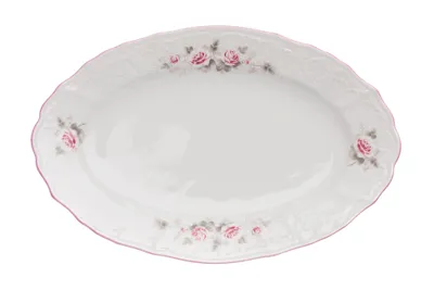 Image de Thun 1794 Bol ovale, 26 cm, porcelaine tchèque, Bernadotte, rose, rayure rose, Thun