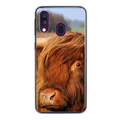 Produktbild von MuchoWow® Handyhülle Schutzhülle Hülle für Samsung Galaxy A40 Schottischer Highlander - Gras - Baum Silikon Softcase Handy Hülle - Handy-Tasche