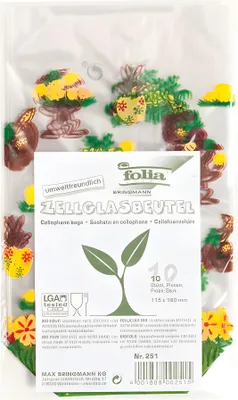 Produktbild von folia Zellglasbeutel mit Osterdruck (B)115 x (H)190 mm 10 Beutel