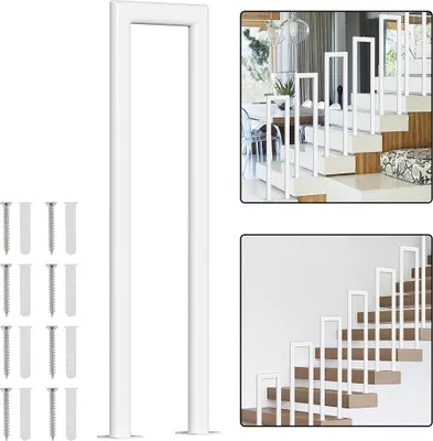Produktbild von Izrielar 55cm U-Form Treppengeländer Weiß Eisen Elliptische Röhre Handlauf für Treppen für Universal Innen und Außen , Flure
