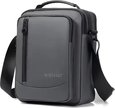 Productafbeelding van CarryQuest® - Heren schoudertas - waterafstotend Polyurethanleer, 24x12x19 cm, grijs