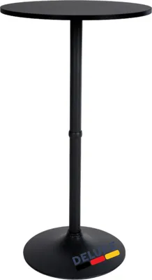 Produktbild von DELUKE® Stehtisch rund Ø 60cm BERLI - Aluminium Gestell | Bistrotisch Gastro Bartisch rund Hoher Tisch Hochtisch, 108x60cm HxB, Schwarz-Schwarz