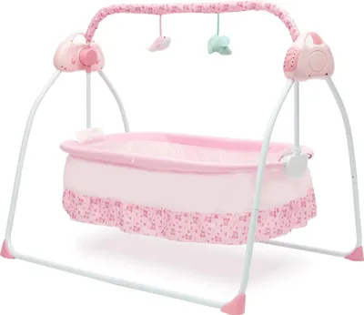 Immagine prodotto di Culla - Culla elettrica a dondolo - 5 velocità - Musica - Per bambini da 0 a 18 mesi - Con supporto - Viola Rosa