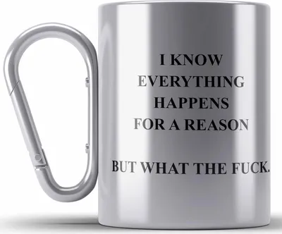 Produktbild von Trendation - Lustige Edelstahl Tasse Karabiner mit Spruch für Frauen Männer Arbeit Büro Lustig Edelstahl Tasse Karabinern Becher mit Sprüchen Kollegin Geschenk Sarkasmus WTF (Silber)