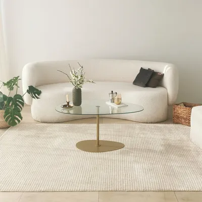 Image de Skye Decor, Porto - Transparent, Or, Table basse, 100 % verre trempé, Transparent, 90 x 60 x 40 cm