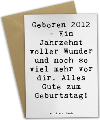 Produktbild von Mr. & Mrs. Panda Grußkarte Spruch 2012 Geburtstag - Weiß - Geschenk, weihnachtskarten, Geburtsjahr, Happy Birthday, firmungskarte, einladungskarten, vatertagskarte
