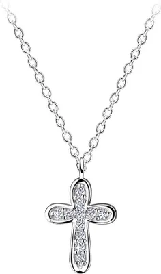 Produktbild von Kreuz Kette: Zirkonia Halskette Silber 925