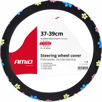 Zdjęcie produktu dla Pokrowiec nakładka na kierownicę samochodową M 37-39cm SWC-13-M AMIO-01376