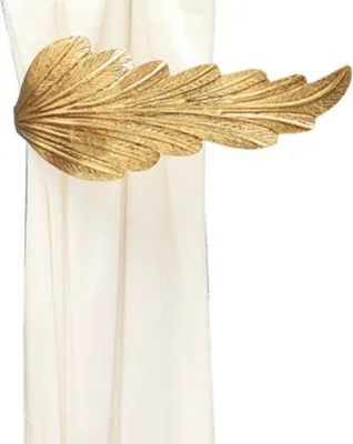Produktbild von Casa Padrino Luxus Vorhanghalter Gold 33 x 16 x H. 14 cm - Eleganter Messing Gardienenhalter in Blattform - Luxus Deko Accessoires