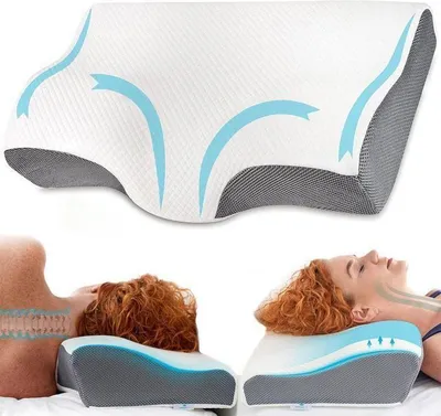 Obrázek produktu pro Ergonomický polštář na podporu krku z paměťové pěny pro spáče na zádech a na břiše, 50 x 30 x 10 cm