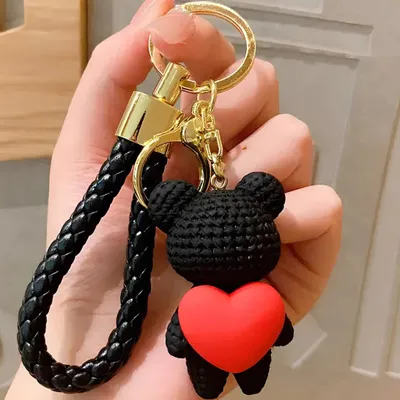 Image de Porte-clés Ourson Noir/Rouge - Accessoire Stylé et Original KP41089
