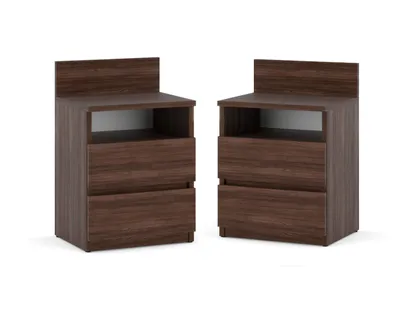 Image de Table de nuit SET 40x59x32 - Table de nuit pour chambre à coucher - Commode de nuit avec tiroirs - Table d'appoint - Table de nuit pour chambre à coucher chêne wengé